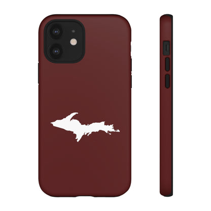 Michigan Upper Peninsula Tough Phone Case (Cherrywood Red w/ UP Outline) | Apple iPhone