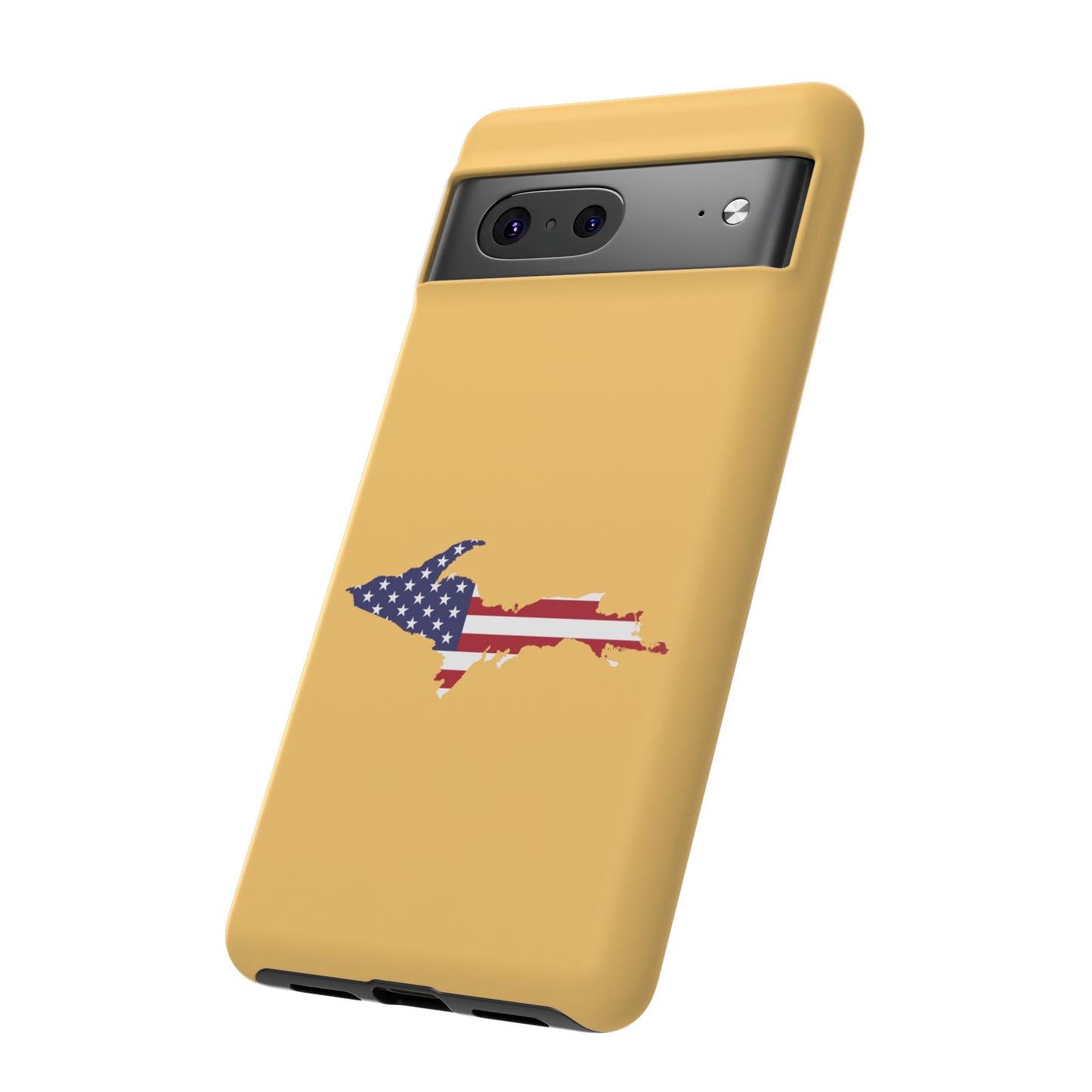 Michigan Upper Peninsula Tough Phone Case (Citrine w/ UP USA Flag Outline) | Samsung & Pixel Android