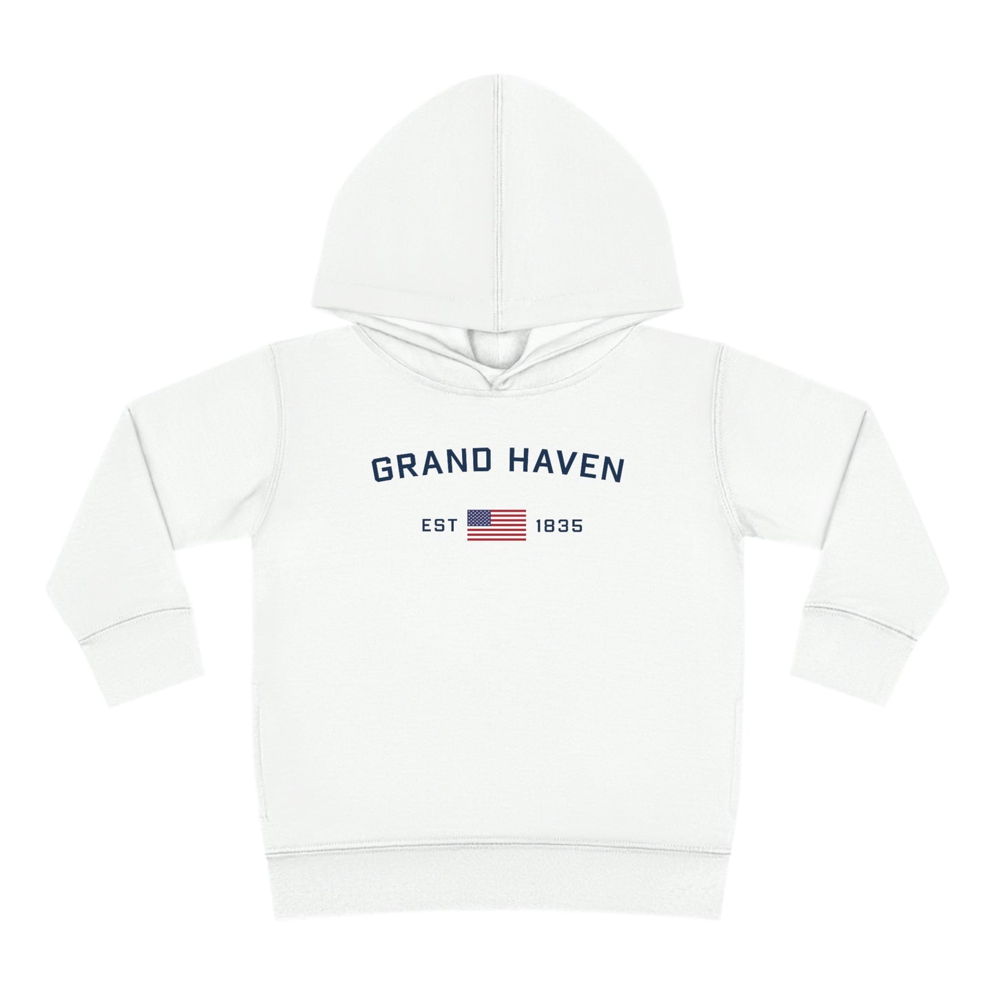 'Grand Haven EST 1835' Hoodie (w/USA Flag Outline) | Unisex Toddler