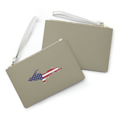 Michigan Upper Peninsula Clutch Bag (Petoskey Stone Beige w/UP USA Flag Outline)