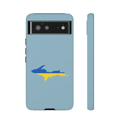 Michigan Upper Peninsula Tough Phone Case (Opal Blue w/ UP Ukraine Flag Outline) | Samsung & Pixel Android