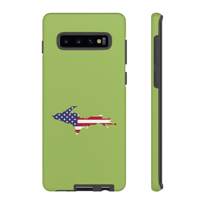 Michigan Upper Peninsula Tough Phone Case (Gooseberry Green w/ UP USA Flag Outline) | Samsung & Pixel Android