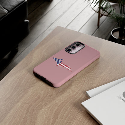 Michigan Upper Peninsula Tough Phone Case (Cherry Blossom Pink w/ UP USA Flag Outline) | Samsung & Pixel Android