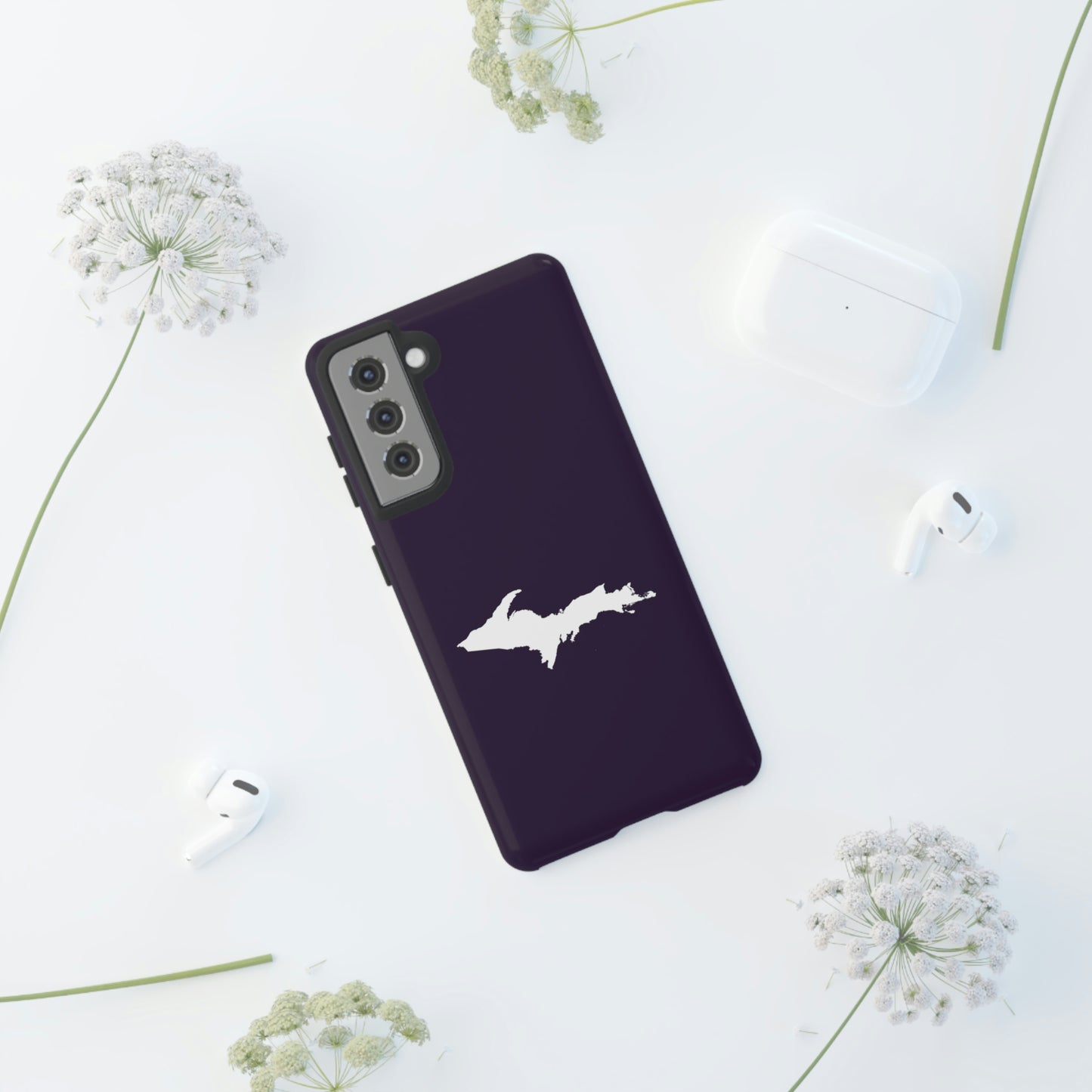 Michigan Upper Peninsula Tough Phone Case (Blackcurrant w/ UP Outline) | Samsung & Pixel Android