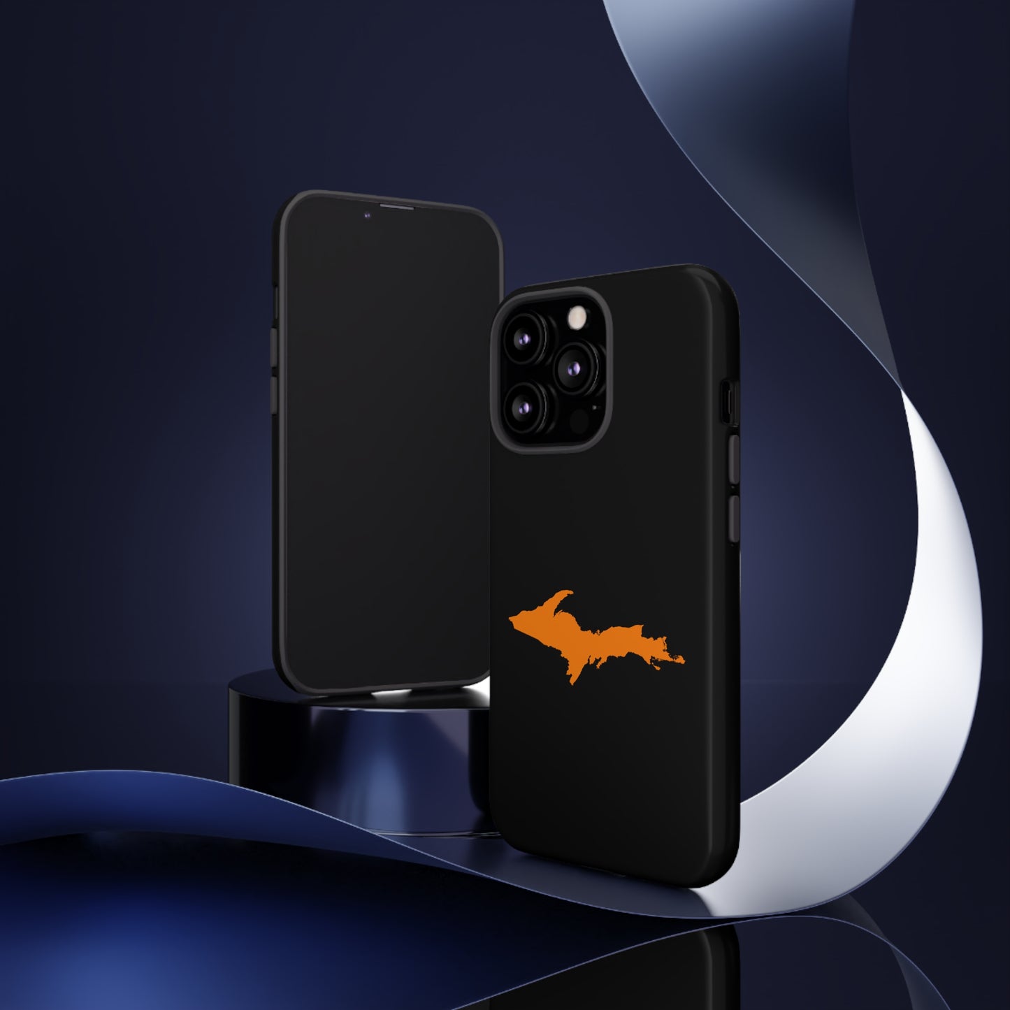 Michigan Upper Peninsula Tough Phone Case (Black w/ Orange UP Outline) | Apple iPhone