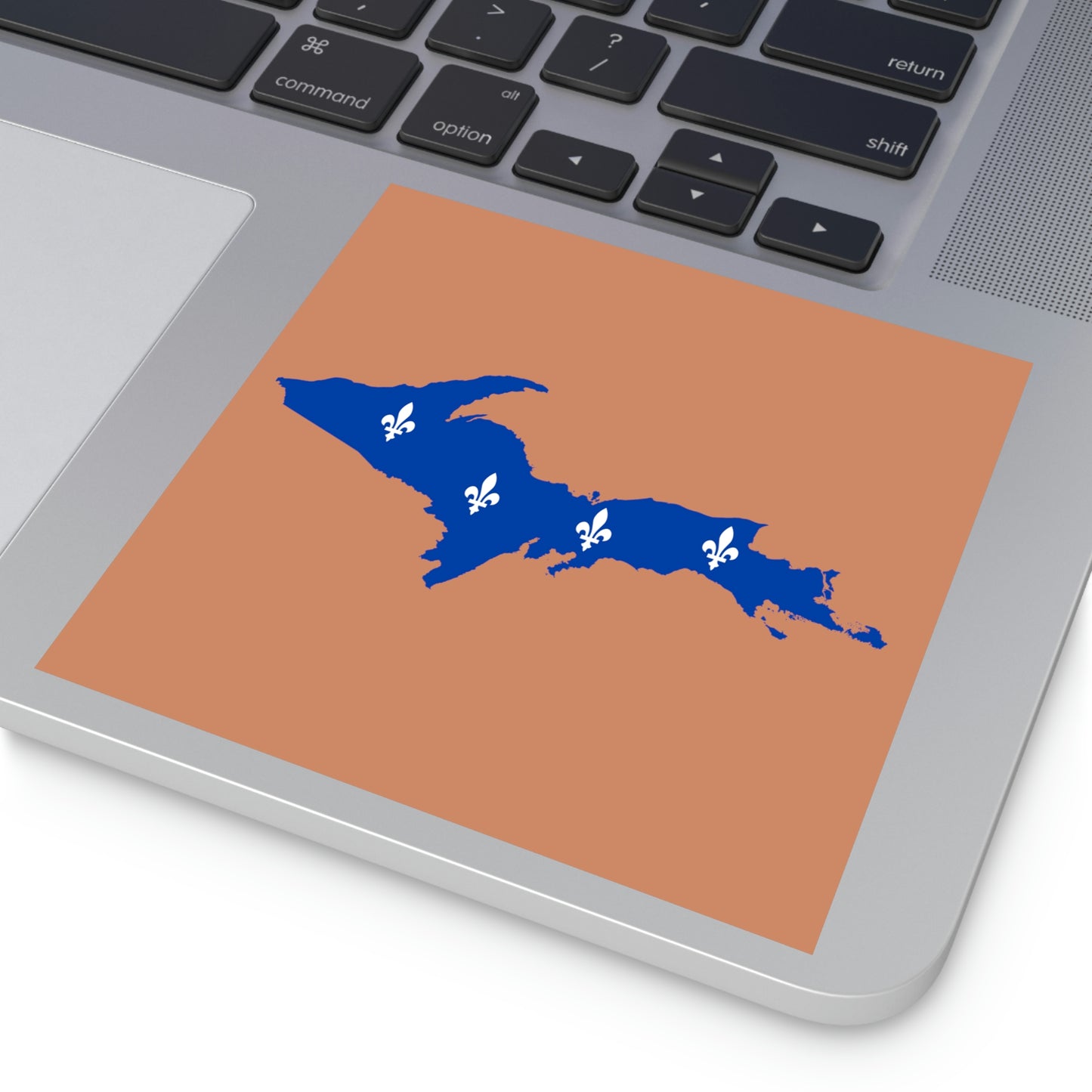 Michigan Upper Peninsula Square Sticker (Copper Color w/ UP Quebec Flag Outline) | Indoor/Outdoor