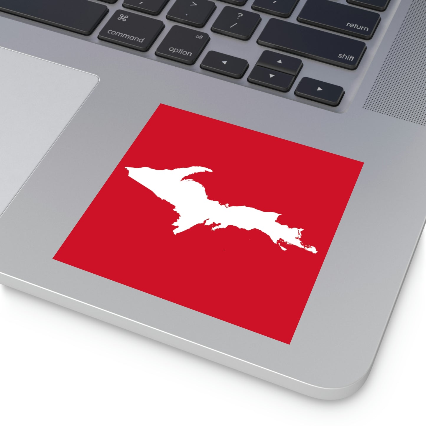 Michigan Upper Peninsula Square Sticker (Red w/ UP Outline) | Indoor/Outdoor