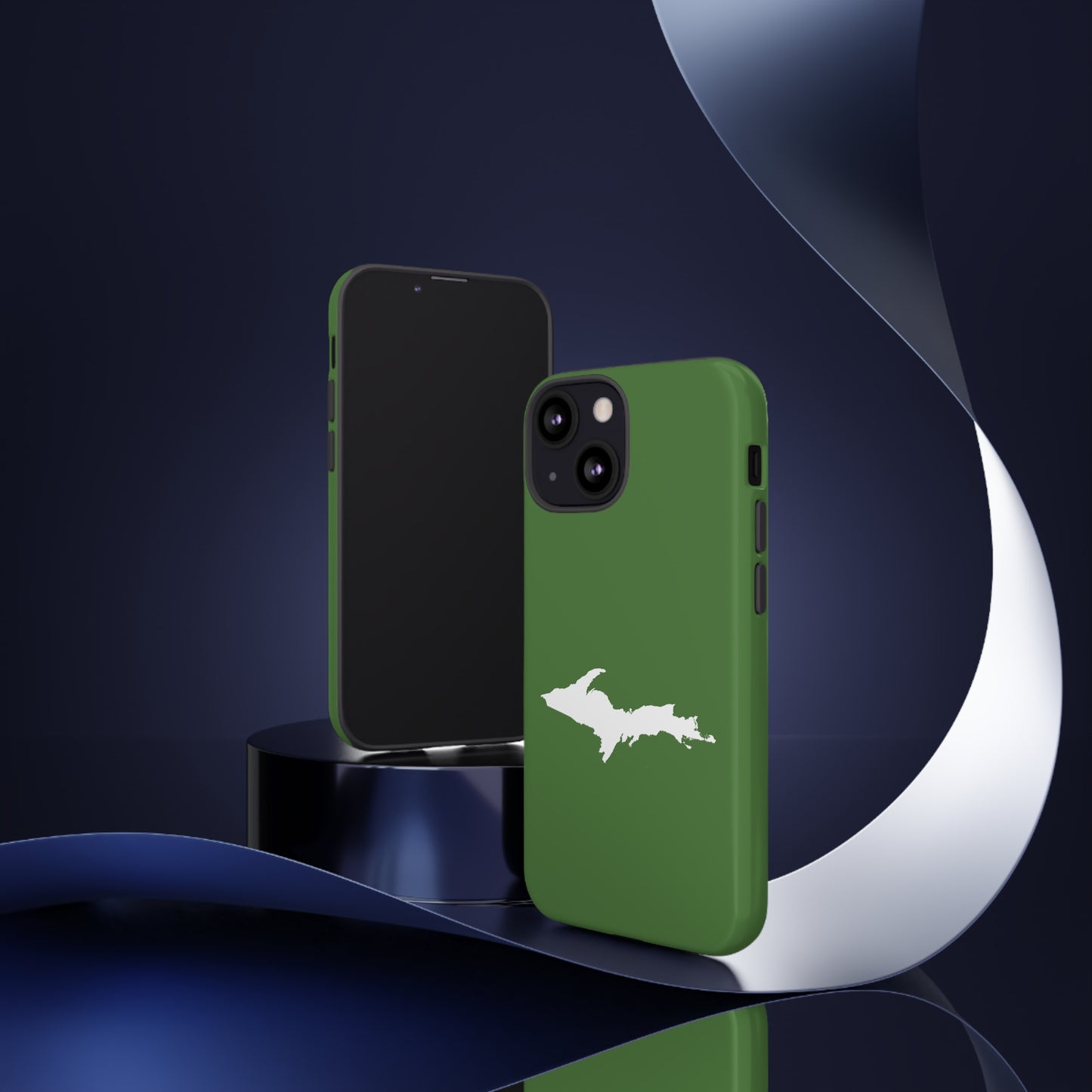 Michigan Upper Peninsula Tough Phone Case (Pine Green w/ UP Outline) | Apple iPhone