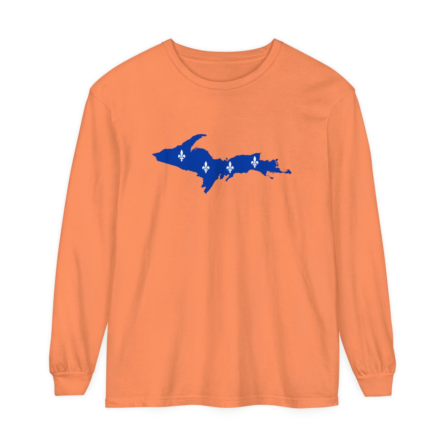 Michigan Upper Peninsula Garment-Dyed T-Shirt (w/ UP Quebec Flag Outline) | Unisex Long Sleeve