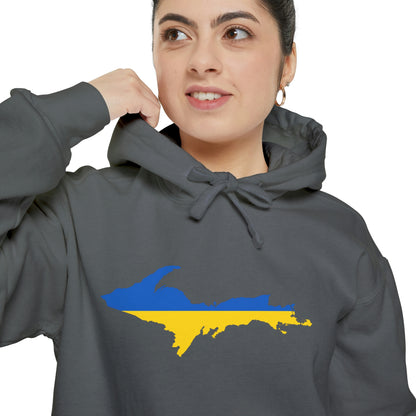 Michigan Upper Peninsula Hoodie (w/ UP Ukraine Flag Outline) | Unisex Garment-Dyed