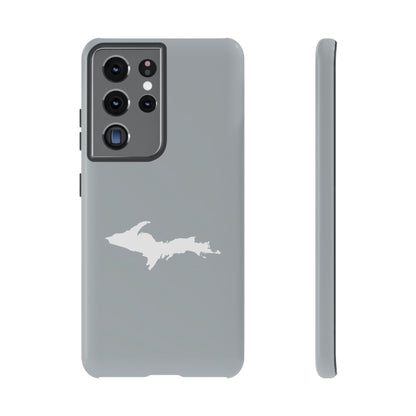 Michigan Upper Peninsula Tough Phone Case (Silver w/ UP Outline) | Samsung & Pixel Android