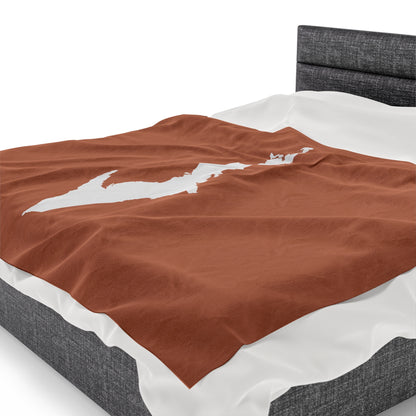 Michigan Upper Peninsula Plush Blanket (w/ UP Outline) | Copper Color