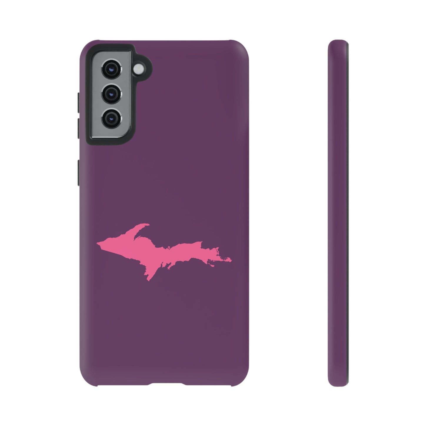 Michigan Upper Peninsula Tough Phone Case (Plum w/ Pink UP Outline) | Samsung & Pixel Android