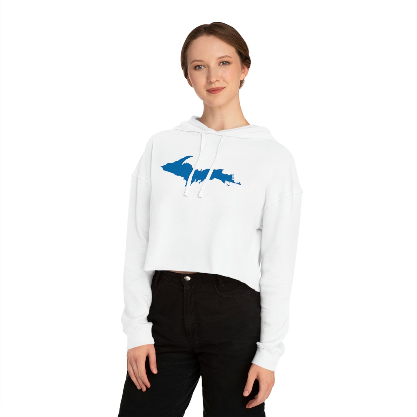 Michigan Upper Peninsula Hoodie (w/ Azure UP Outline) | Lightweight Cropped