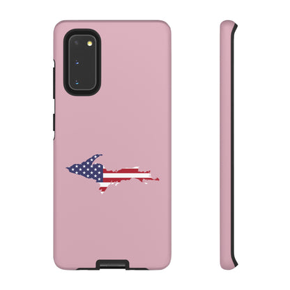 Michigan Upper Peninsula Tough Phone Case (Pink w/ UP USA Flag Outline) | Samsung & Pixel Android