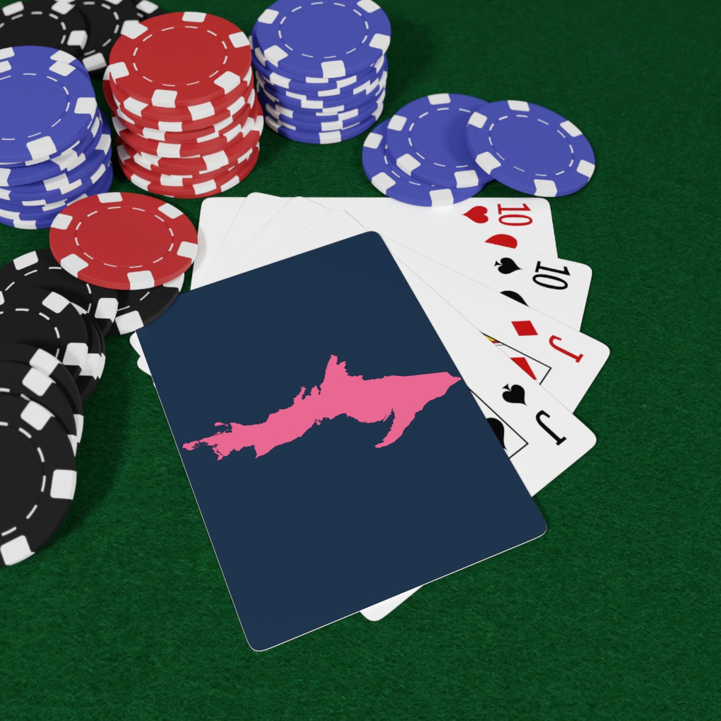 Michigan Upper Peninsula Poker Cards (Navy w/ Pink UP Outline)