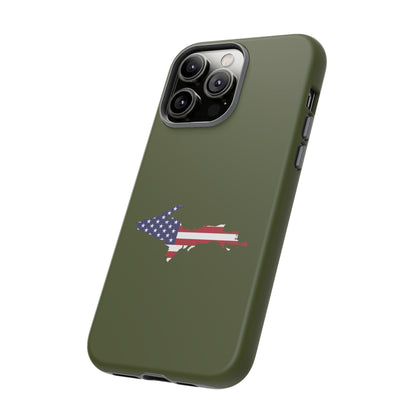 Michigan Upper Peninsula Tough Phone Case (Army Green w/ UP USA Outline) | Apple iPhone