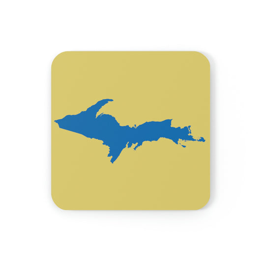 Michigan Upper Peninsula Coaster Set (Plum Yellow w/ Azure UP Outline) | Corkwood - 4 pack