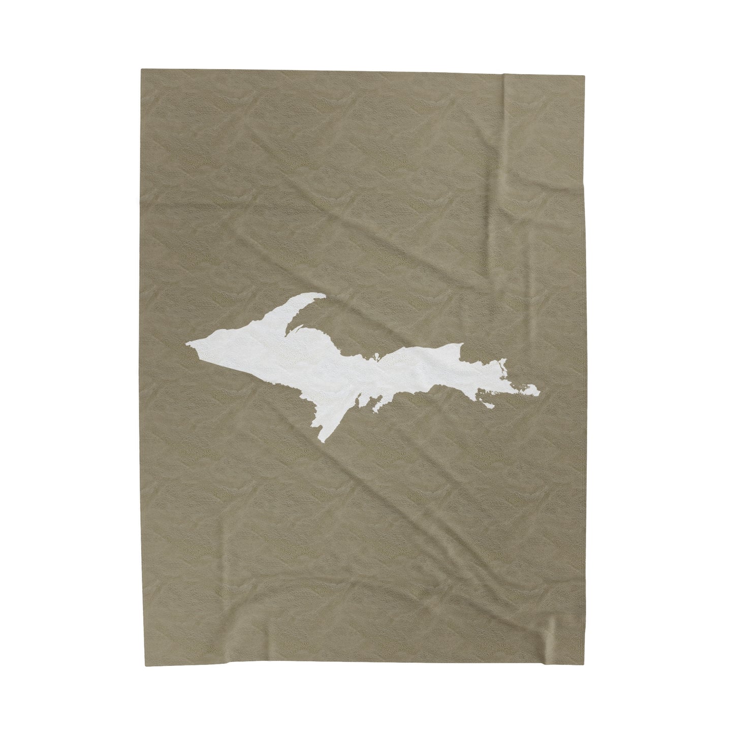 Michigan Upper Peninsula Plush Blanket (w/ UP Outline) | Petoskey Stone Beige