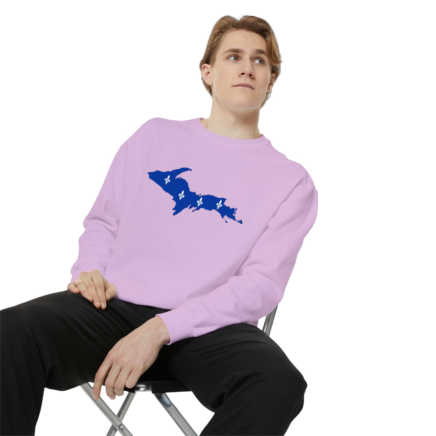 Michigan Upper Peninsula Sweatshirt (w/ UP Quebec Flag Outline) | Unisex Garment Dyed