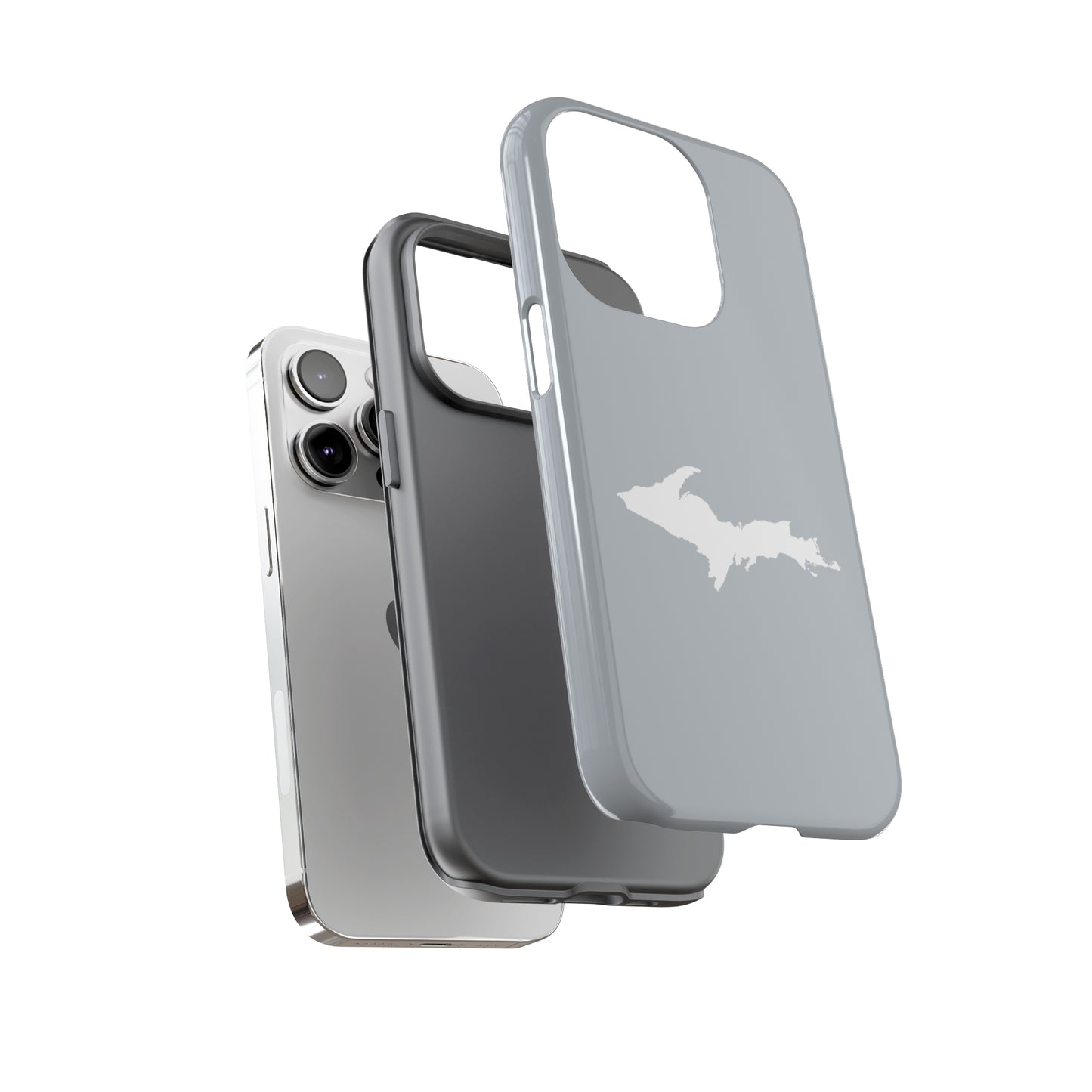 Michigan Upper Peninsula Tough Phone Case (Silver w/ UP Outline) | Apple iPhone