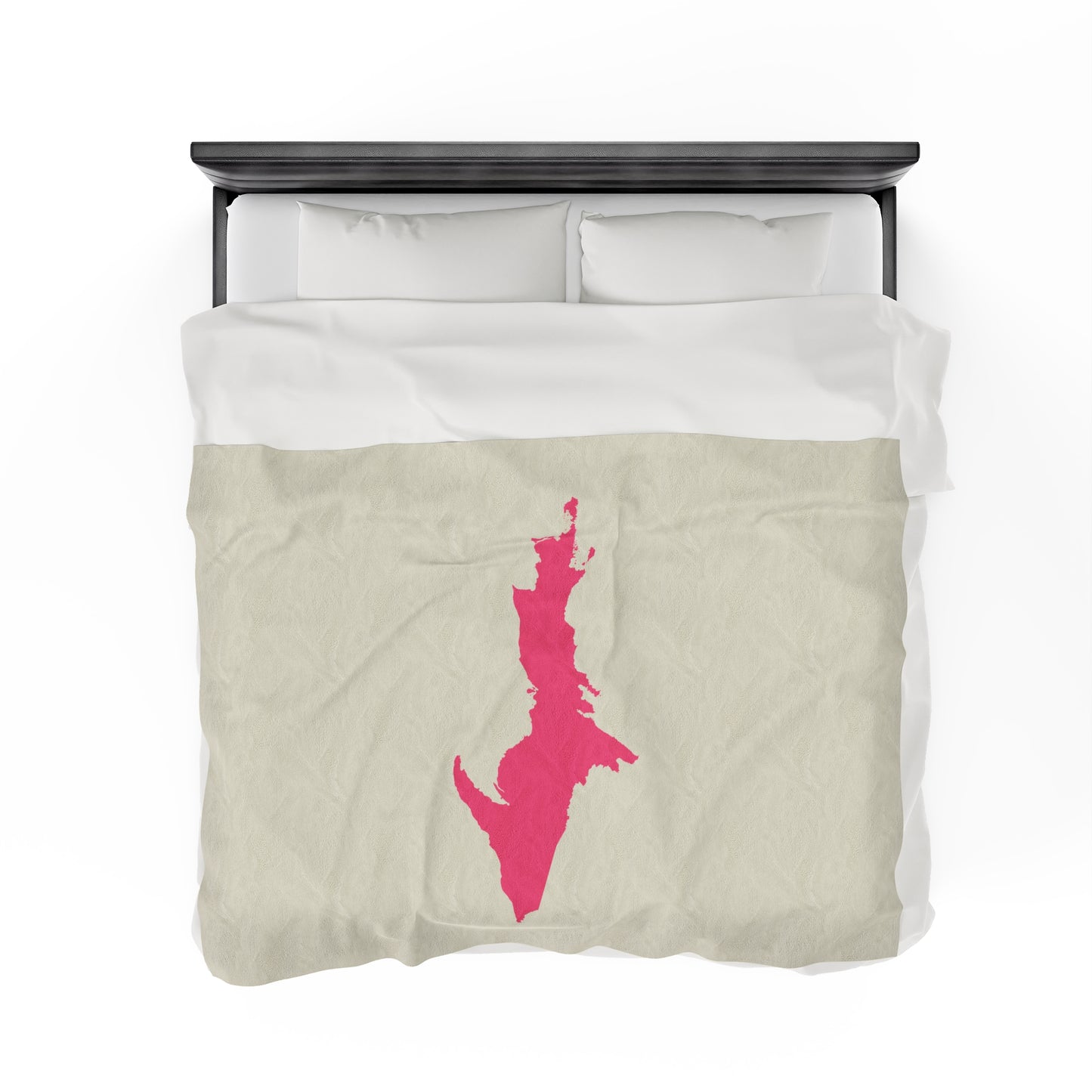 Michigan Upper Peninsula Plush Blanket (w/ Pink UP Outline) | Ivory White