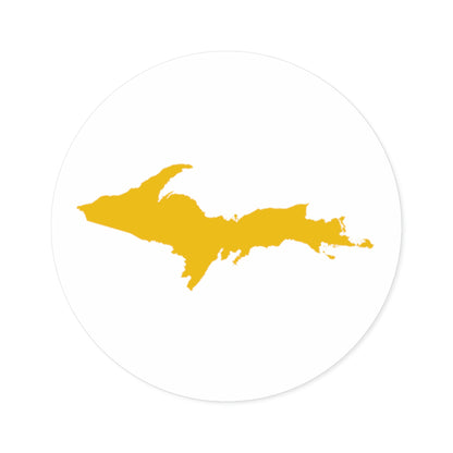 Michigan Upper Peninsula Round Stickers (w/ Gold UP Outline) | Indoor\Outdoor