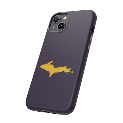 Michigan Upper Peninsula Tough Phone Case (Blackcurrant w/ Gold UP Outline) | Apple iPhone