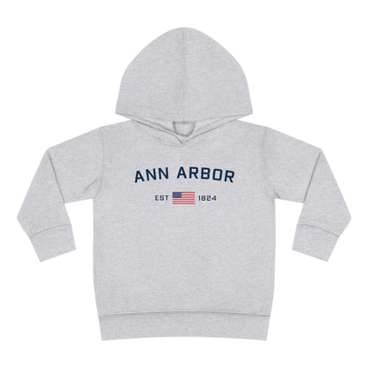 'Ann Arbor EST 1824' Hoodie (w/USA Flag Outline) | Unisex Toddler