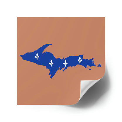 Michigan Upper Peninsula Square Sticker (Copper Color w/ UP Quebec Flag Outline) | Indoor/Outdoor