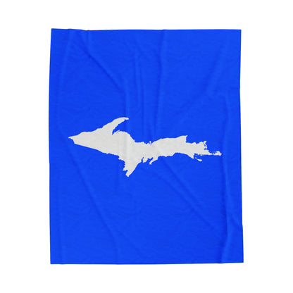 Michigan Upper Peninsula Plush Blanket (w/ UP Outline) | Motor Town Blue