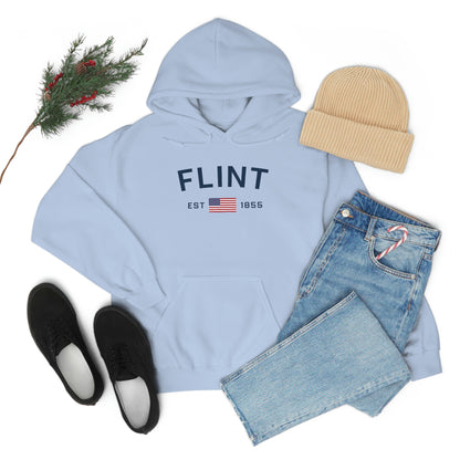 'Flint EST 1855' Hoodie (w/USA Flag Outline) | Unisex Standard