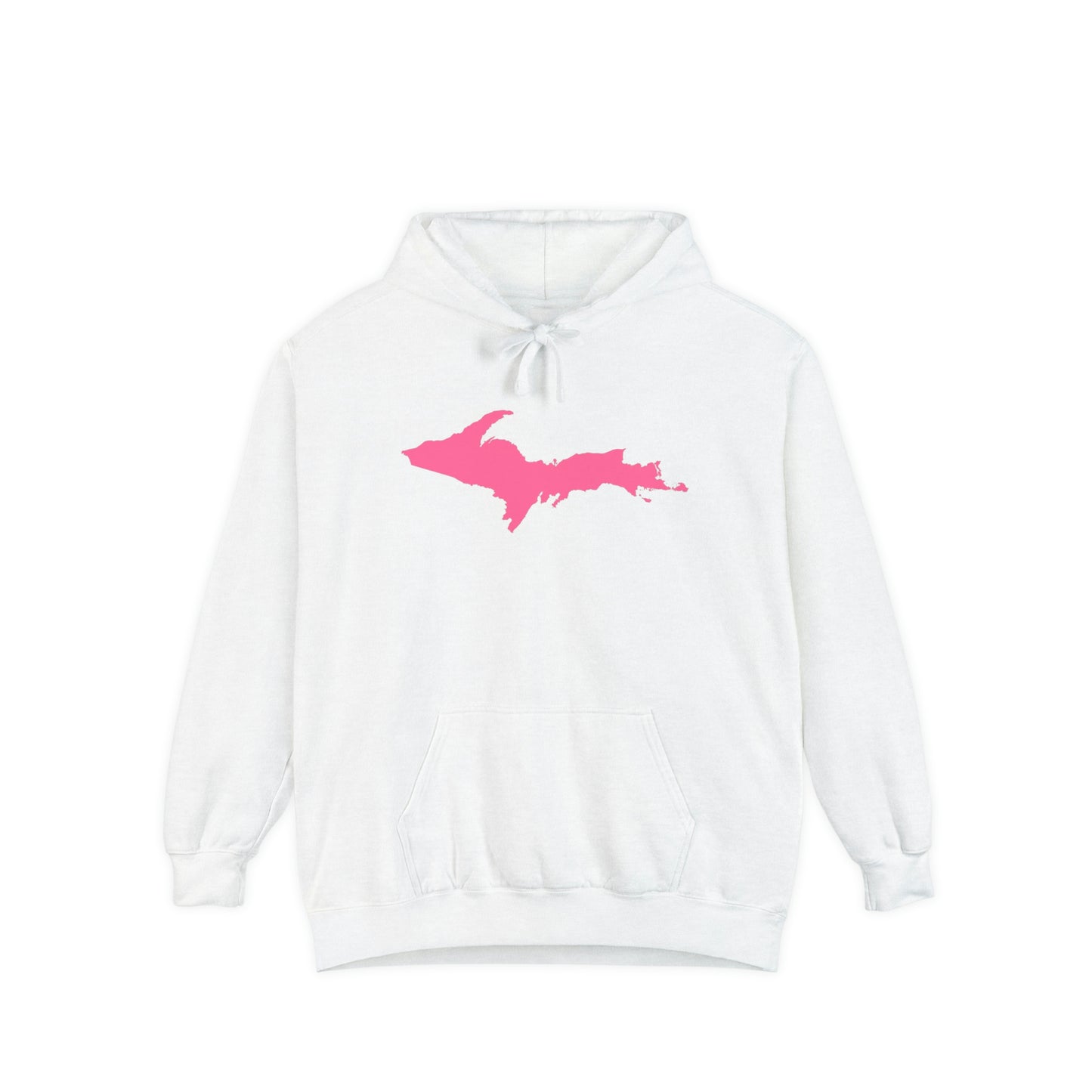 Michigan Upper Peninsula Hoodie (w/ Pink UP Outline) | Unisex Garment-Dyed