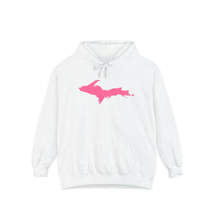 Michigan Upper Peninsula Hoodie (w/ Pink UP Outline) | Unisex Garment-Dyed