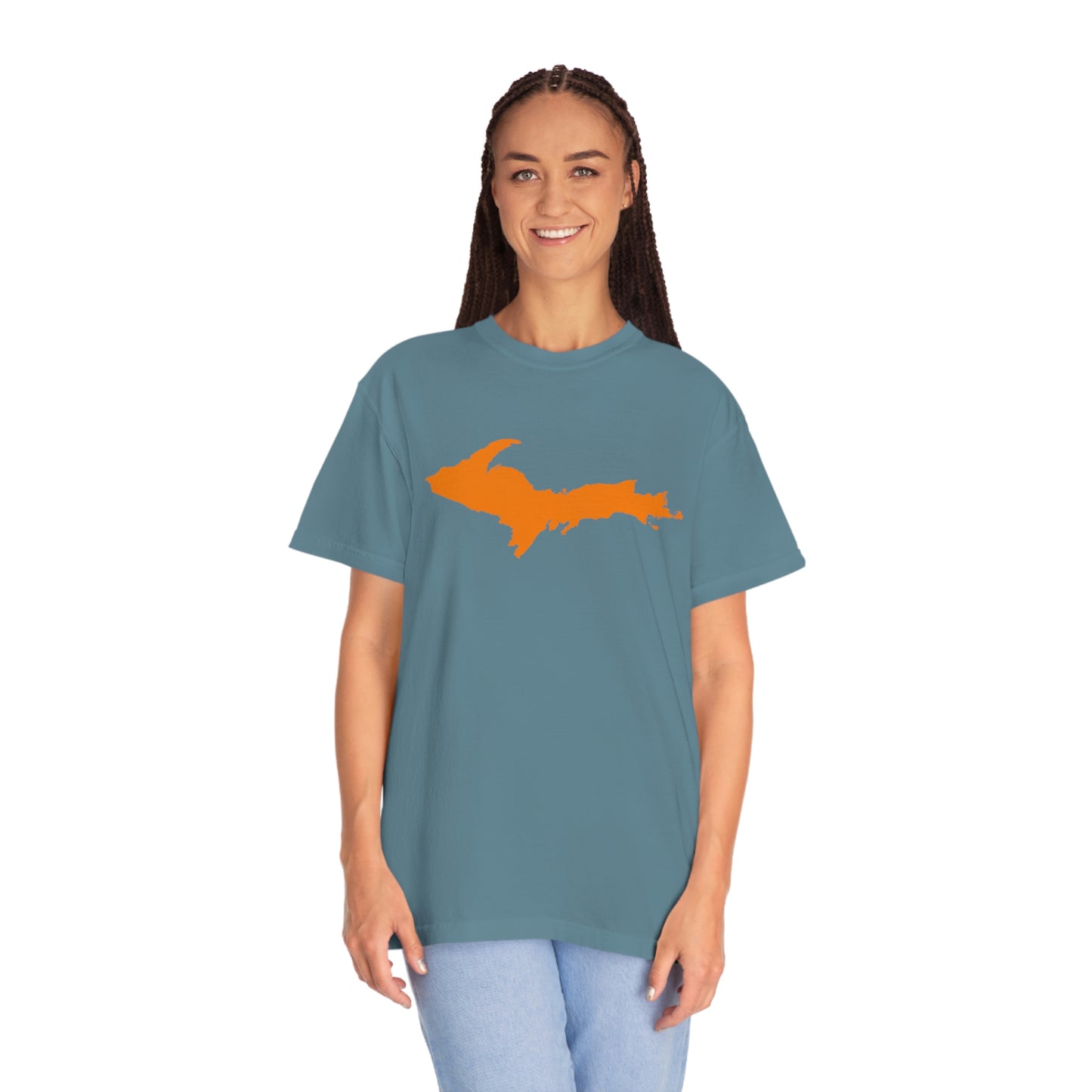 Michigan Upper Peninsula T-Shirt (w/ Orange UP Outline) | Unisex Garment-Dyed