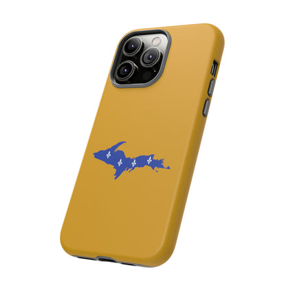 Michigan Upper Peninsula Tough Phone Case (Gold w/ UP Quebec Flag Outline) | Apple iPhone