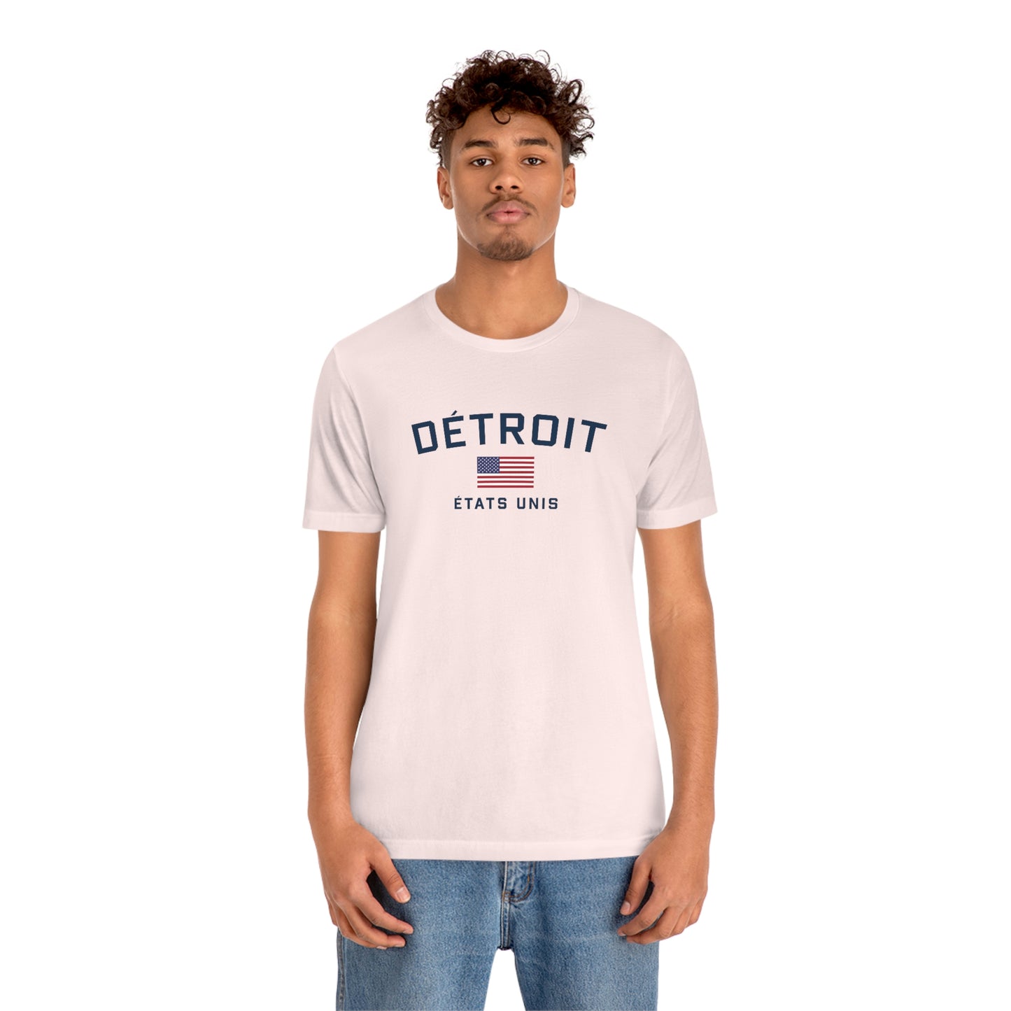 'Détroit États Unis' T-Shirt (w/USA Flag Outline) | Unisex Standard Fit