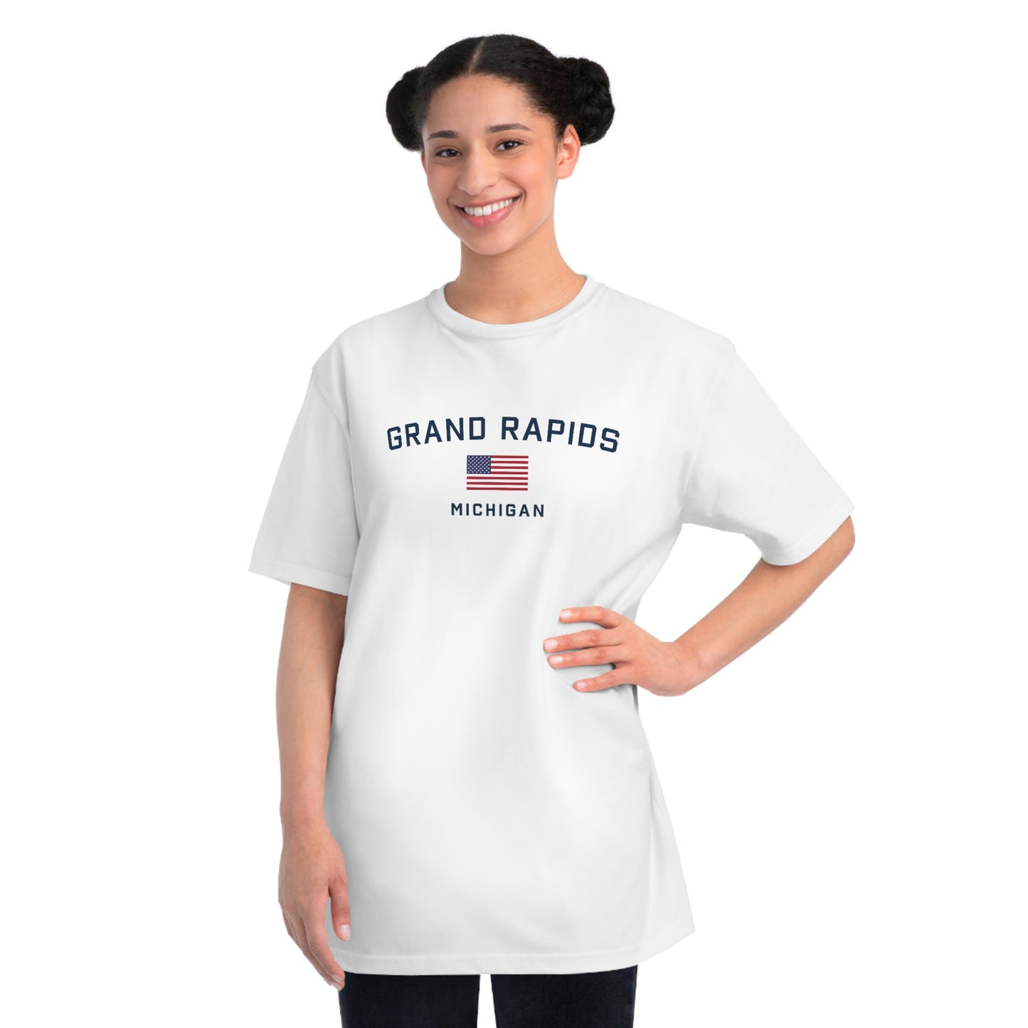 'Grand Rapids Michigan' T-Shirt (w/USA Flag Outline | Organic Unisex