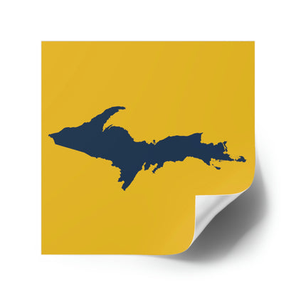 Michigan Upper Peninsula Square Sticker (Gold w/ Navy UP Outline) | Indoor/Outdoor