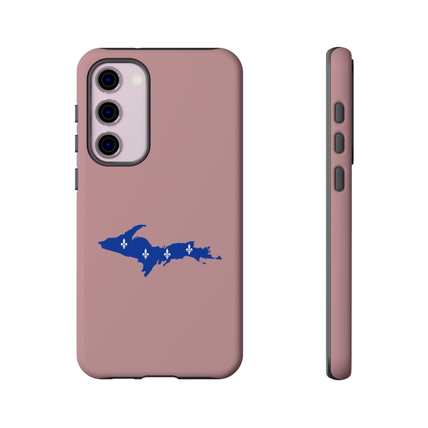 Michigan Upper Peninsula Tough Phone Case (Cherry Blossom Pink w/ UP Quebec Flag Outline) | Samsung & Pixel Android