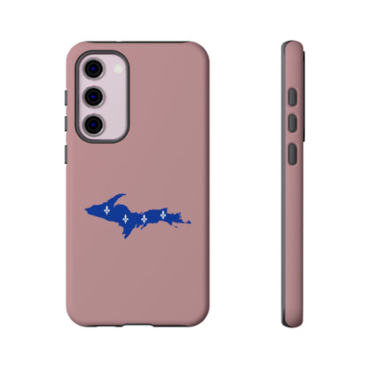 Michigan Upper Peninsula Tough Phone Case (Cherry Blossom Pink w/ UP Quebec Flag Outline) | Samsung & Pixel Android