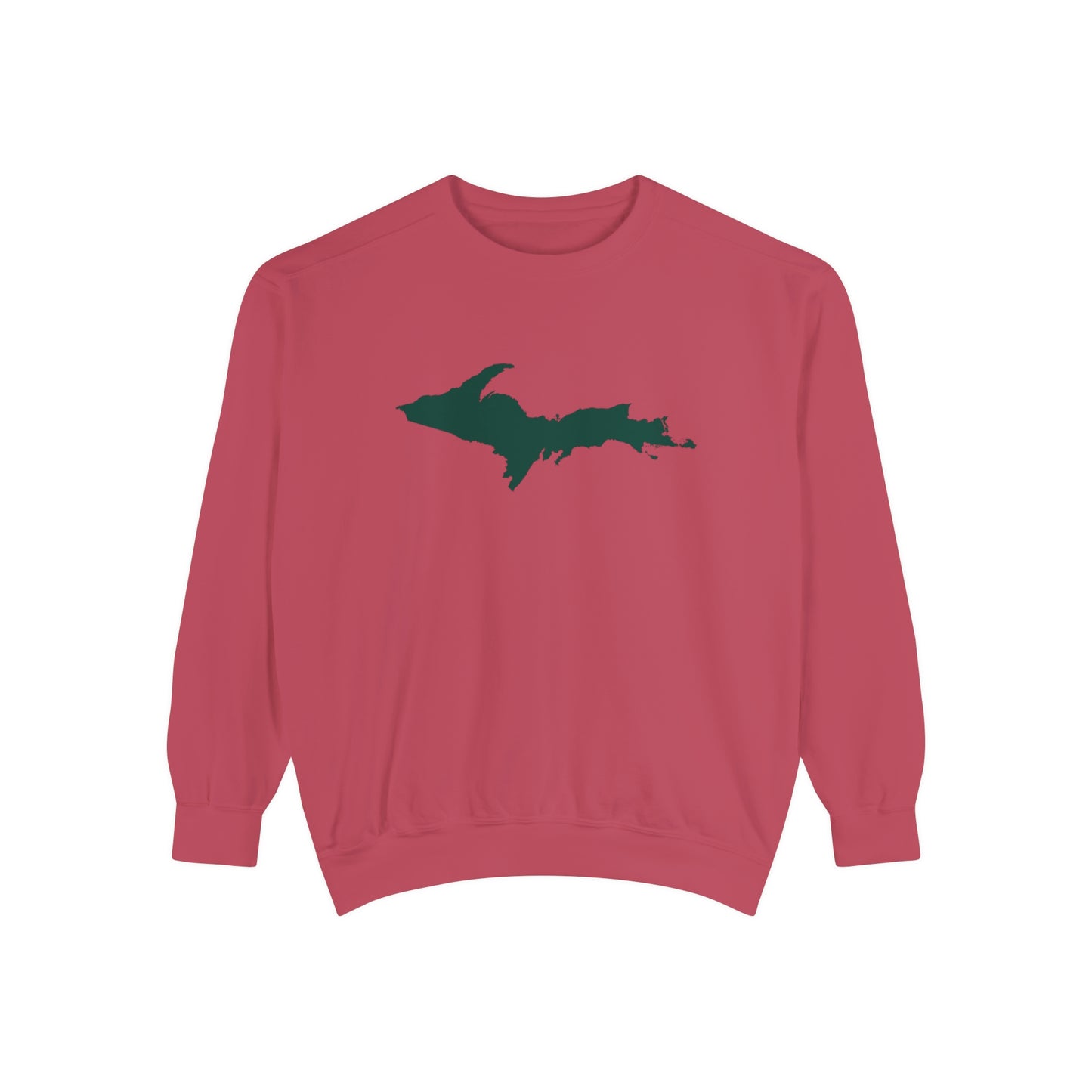 Michigan Upper Peninsula Sweatshirt (w/ Green UP Outline) | Unisex Garment Dyed