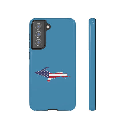 Michigan Upper Peninsula Tough Phone Case (Lake Michigan Blue w/ UP USA Flag Outline) | Samsung & Pixel Android