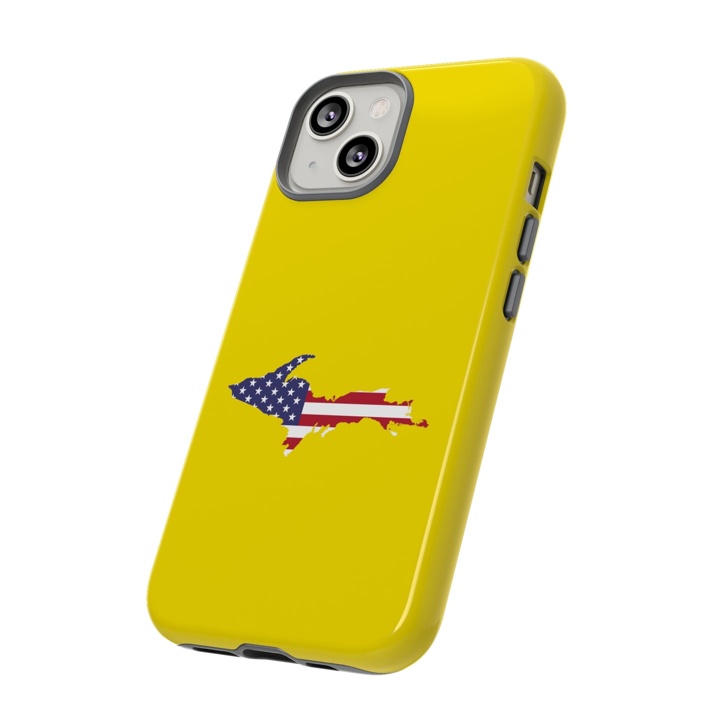 Michigan Upper Peninsula Tough Phone Case (Gadsden Yellow w/ UP USA Outline) | Apple iPhone