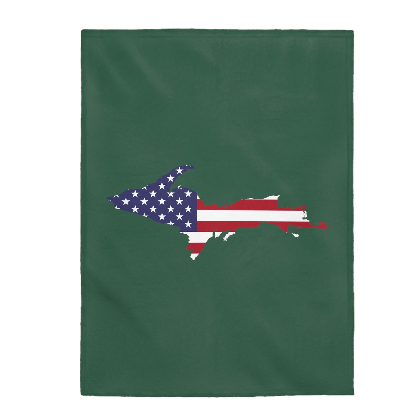 Michigan Upper Peninsula Plush Blanket (w/ UP USA Flag Outline) | Ginger Ale Green