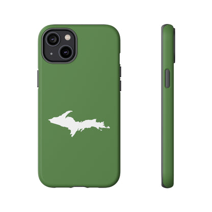 Michigan Upper Peninsula Tough Phone Case (Pine Green w/ UP Outline) | Apple iPhone