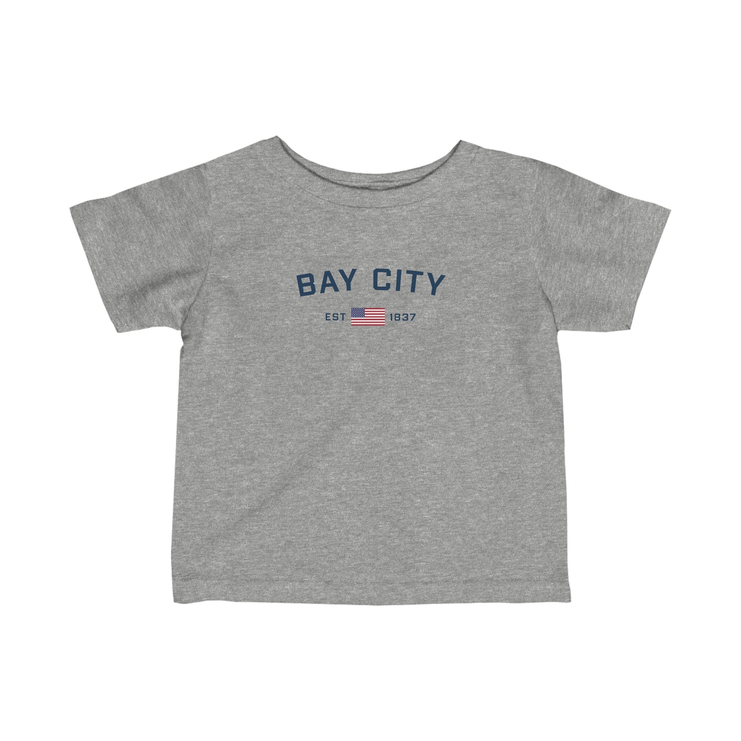 'Bay City EST 1837' T-Shirt (w/USA Flag Outline) |  Infant Short Sleeve