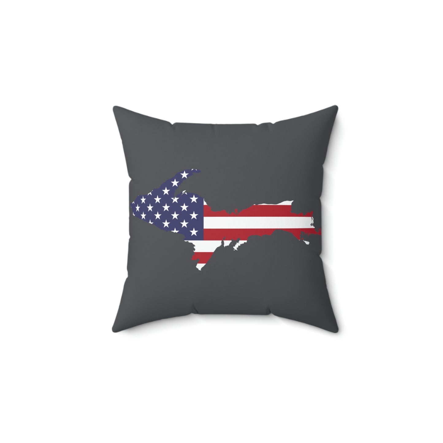 Michigan Upper Peninsula Accent Pillow (w/ UP USA Flag Outline) | Iron Ore Grey