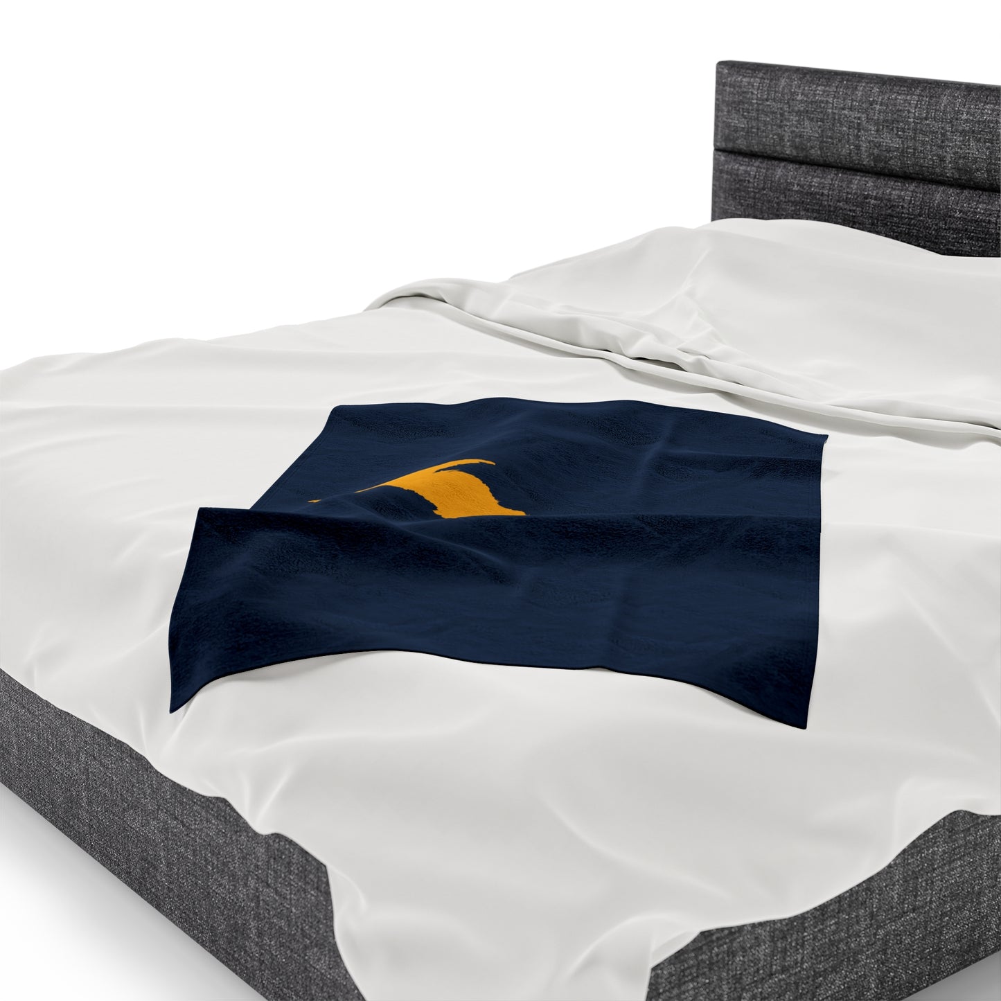 Michigan Upper Peninsula Plush Blanket (w/ Gold UP Outline) | Navy