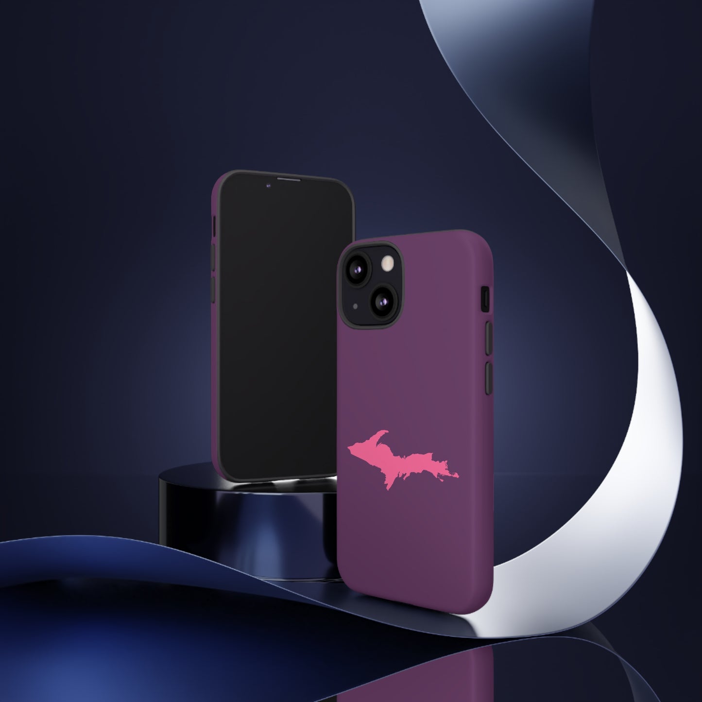 Michigan Upper Peninsula Tough Phone Case (Plum w/ Pink UP Outline) | Apple iPhone